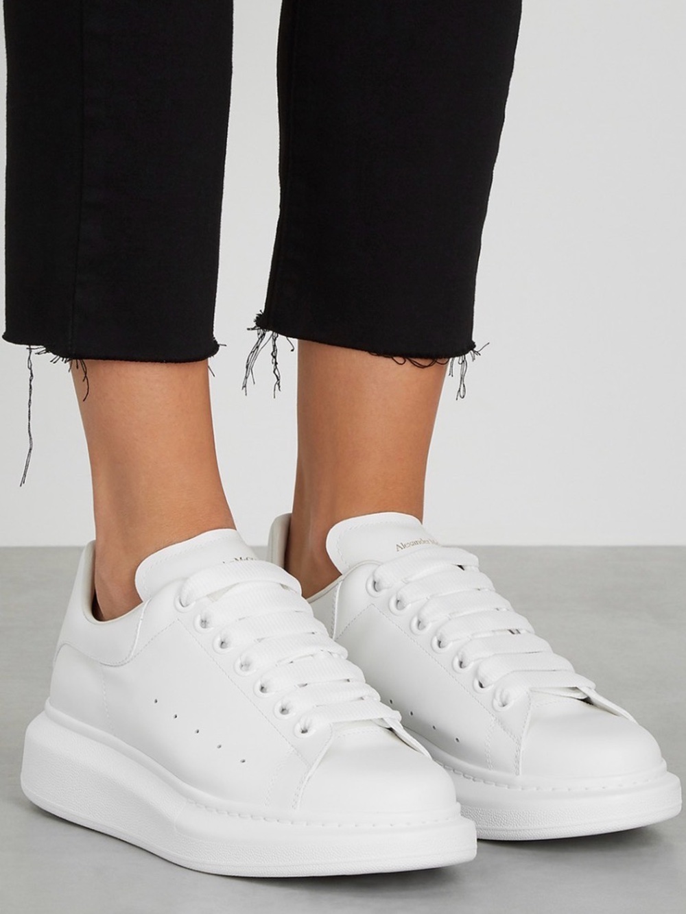 Alexander McQueen White Oversized-Sole Leather Sneakers